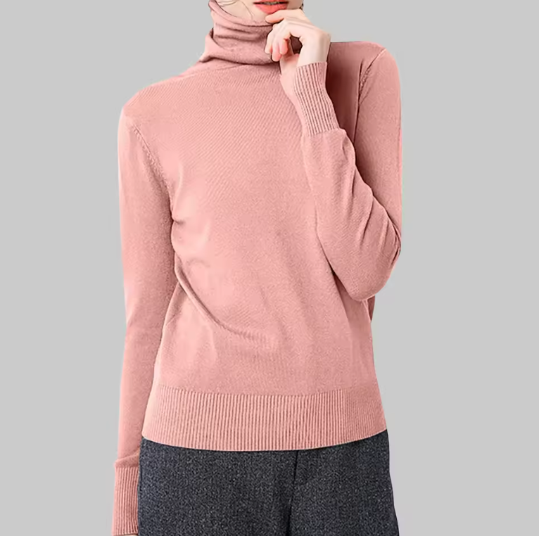 Stretch-Rollkragenpullover für Damen aus Viskose