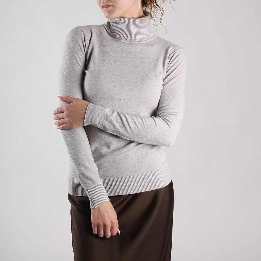 Stretch-Rollkragenpullover für Damen aus Viskose