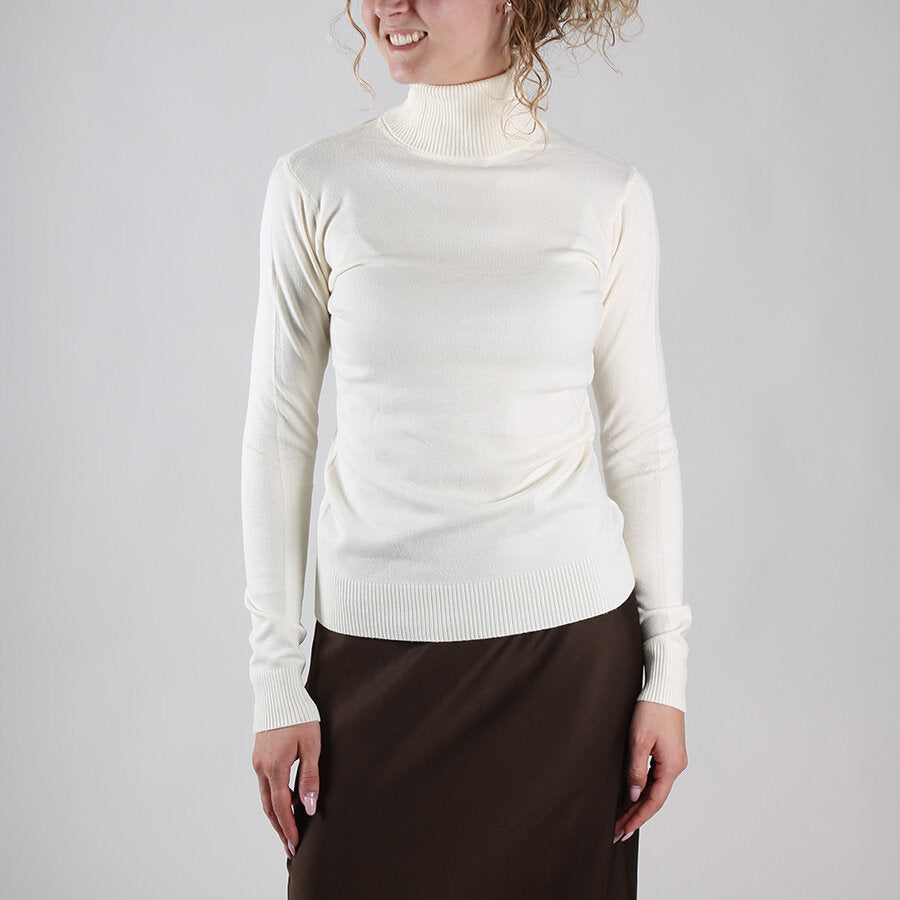 Stretch-Rollkragenpullover für Damen aus Viskose