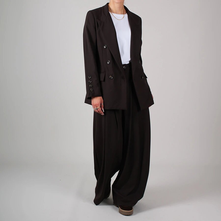 Palazzo-Hose für Damen mit Knopfverschluss und Falten