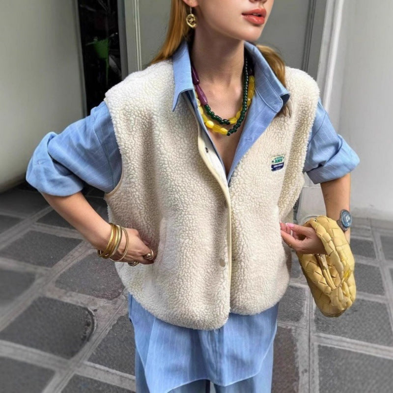 Damen-Wollweste mit Knöpfen