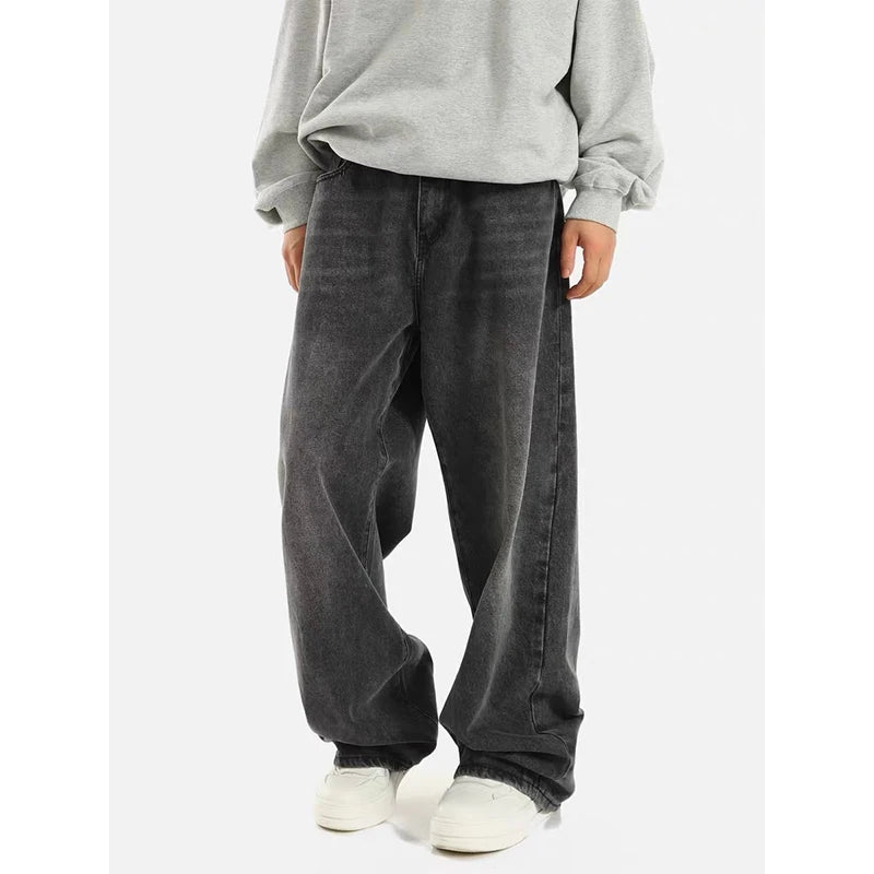 Herren-Jeans mit weitem Bein, schwarz