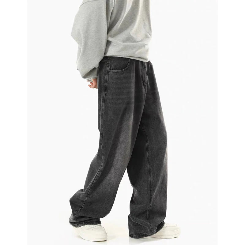 Herren-Jeans mit weitem Bein, schwarz